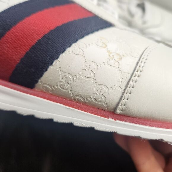 GUCCI LEATHER Web Sneaker 'White' size 8 restored - Picture 3 of 12